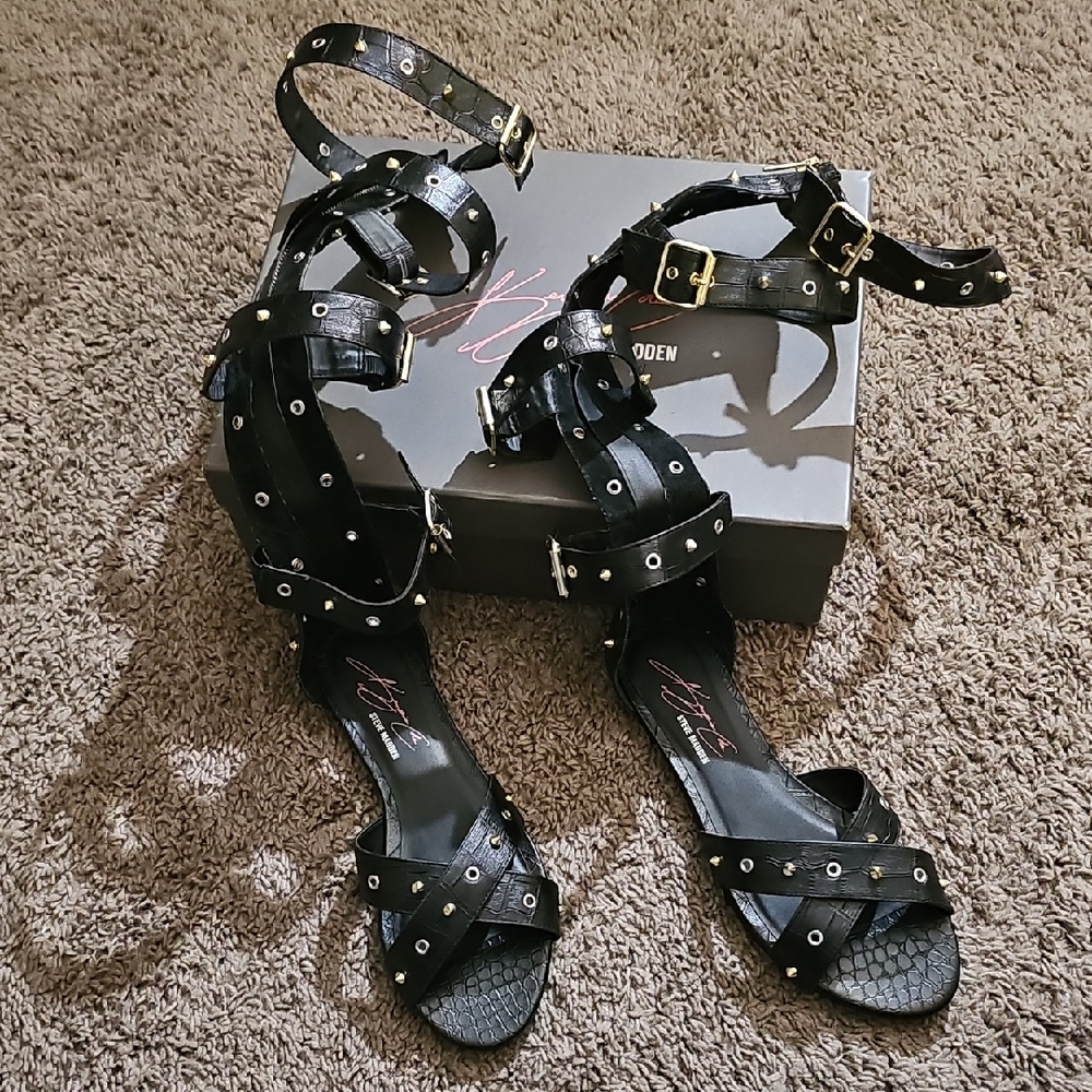 Chic Black Studded Sandals